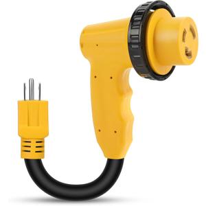 RV 30 Amp to 110 Adapter with Locking Connector, 30 Amp to 15 Amp RV Adapter, NEMA 5-15P to NEMA L5-30R Electrical Power Adapter with Upgraded Grip Handle, ETL Listed