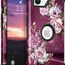 Hocase for iPhone 17e/iPhone 16e Case, Heavy Duty Shockproof Protection Hard Plastic+Silicone Rubber Hybrid Protective Phone Case for iPhone 17e/16e 6.1" - Royal Purple Flowers