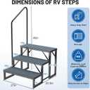 RV Steps Spa Steps with Handrail - 3 Step Hot Tub Steps Trailer Steps Mobile Home Stairs for 5th Wheel RV, Trailer, Hot Tub, Pool, Porch with Non-Slip Mats