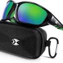 Sports Polarized Sunglasses for Men: Womens UV400 Protection Sun Glasses Wrap Around Goggles for Fishing Driving TR90 (C08-green)