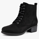 VJH confort Women's Fashion Ankle Boots Low Heels Chunky Lace-up Combat Bootie with Side Zipper
(size 8.5)