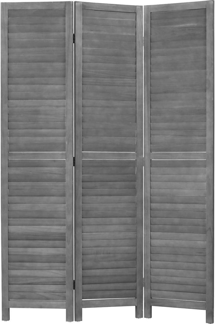 3 Panel Wood Room Divider 5.7 Ft Tall Privacy Wall Divider 67.7" x 16.9" Each Panel Folding Wood Screen for Home Office Bedroom Restaurant Gray