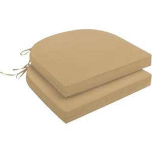 downluxe Outdoor Chair Cushions Set of 2 for Patio Furniture, Water-Resistant Patio Chair Cushions with Ties, High Density Foam Outdoor Seat Cushion, 17" X 16" X 2", Khaki