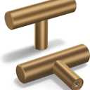 goldenwarm 10 Pack Champagne Bronze Cabinet Knobs Gold Drawer Knobs Brass Dresser Pulls Champagne Bronze Cabinet Handles T Bar Kitchen Drawer Hardware, 2 Inch(50mm) Overall Length (Single Hole)