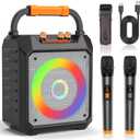 Bluetooth 5.4-Portable Karaoke Machine for Adults with 2 Wireless UHF Microphones, 7 Dynamic Lights Mode Speaker Coaxial PA System,Supports TF/SD/USB,AUX in,FM,REC-Upgrated Sound Quality (168-white)