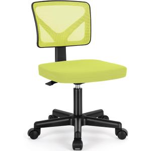Sweetcrispy Small Office Chair, Ergonomic Low-Back Mesh Rolling Work Swivel Desk Chairs with Wheels, Armless Comfortable Seat Lumbar Support for Home, Bedroom, Study, Student, Adults, Green