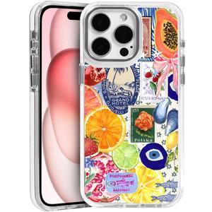 Generic Case for iPhone 16 Pro,Fruit Lemon European Summer Collage Phone Case for Girl Women,Compatible with MagSafe,Scratch Resistant Shockproof Cover Clear Phone Case for iPhone 16 Pro
