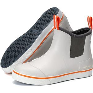 Furuian Women's Deck Boots Ankle Rain Boots Fishing Boots Rubber Waterproof Slip-Resistant Outdoor Work Shoes (11, Grey)