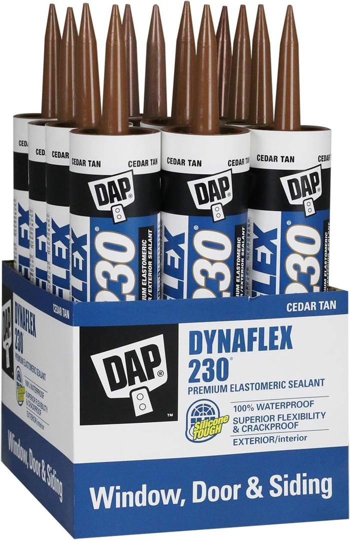 DAP Dynaflex 230 Premium Elastomeric Sealant, Cedar Tan, 10.1 Oz, 12 Pack (7079818412)