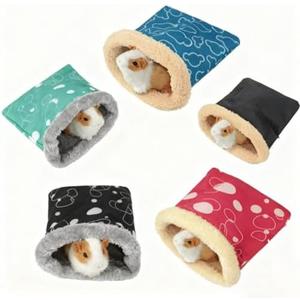 Hamster Sleeping Bag,Winter Soft Warm Bed Plush Small Pet Nest Snuggle Sack Hideout Pouch for Hedgehog Guinea Pig Squirrel Small Animals (Random Color)
