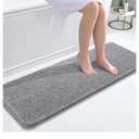 OLANLY Bathroom Rugs 47x17, Extra Soft Absorbent Chenille Bath Rugs, Rubber Backing Quick Dry, Machine Washable Bath Mats for Bathroom Floor, Tub and Shower, Home Decor Accessories, Grey