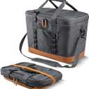 CleverMade Pacifica Collapsible Cooler Bag Large Portable Cooler Bag for Travel, Foldable Insulated Cooler for Beach, Picnic & Tailgating, Holds Up to 50 Cans, Leakproof Soft Carry Cooler - Gray