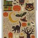 Vintage Halloween Design Phone Case for iPhone 14 Plus, Hippie Cat Skull Pumpkin Pattern Cover for Girls Boys for iPhone 14 Plus, Unique Trendy TPU Bumper Cover Case