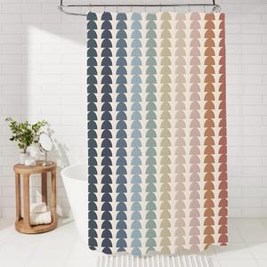 Mid-Century Modern Shower Curtains Sets Vintage Multicolor Art Bath Curtain for Bathroom 60x72inch Waterproof and Fabric (Circle)