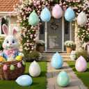 Soulchen 10 Pcs 16 Inch Inflatable Easter Eggs Decorations Outdoor Easter Inflatable Decorations Large Hanging PVC Colorful Eggs Blow up Ornament for Yard Lawn Garden Porch Party(Spotted Designs)