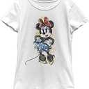 Disney Characters Artsy Minnie Girl's Solid Crew Tee, XL
