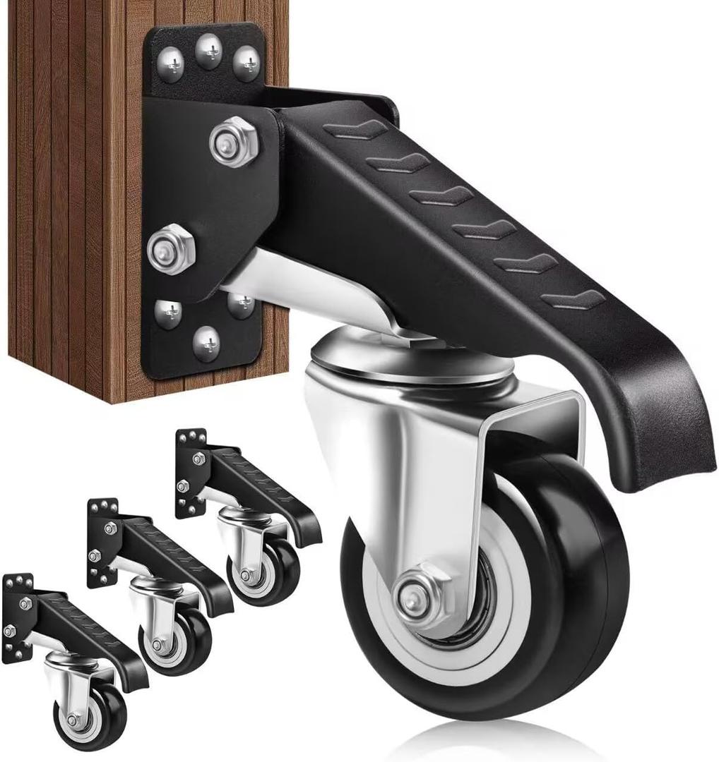 SPACECARE Retractable Workbench Casters Kit, Heavy Duty Workbenches Wheeels with 600 lbs Capacity, Adjustable Workbench Casters for Workbenches, Tables, and Cabinets, Easy to Install 4 Pack