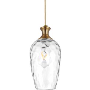 Glass Pendant Lights Kitchen Island Clear Glass Hanging Light Fixtures Farmhouse Brass Pendant Light for Kitchen Sink Dining Room, E26, Gold (1-Light, 1 Pack)
