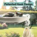 Cordless Cat Window Perch, Foldable Cat Window Hammock, 4 Strong Suction Cups, Solid Metal Frame, Patented Hook Design, Cushion White, L