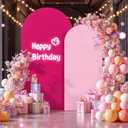 Pink and Hot Pink Arch Cover 2 Set-7.2FT, 6FT Arch Backdrop Cover Spandex Fitted Wedding Arch Stand Covers for Baby Shower Girls Birthday Party Wedding Banquet Photo Background Decorations