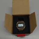 PASOY Men's Digital Gold Stainless Steel Watch Backlit Multifunction Stopwatch Waterproof Sport Watches