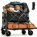 700L Large Capacity Double Decker Wagon Collapsible Wagon with Tailgate 55'' Extra Long, Foldable 600lbs Heavy Duty Beach Cart with All-Terrain Big Wheels,Utility Carts, Sports,Outdoor,Shoping Cart
