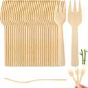 500 Pcs Mini Bamboo Forks 3.54 Disposable Small Wood Appetizer Forks Bulk for Tasting, Party, Serving, Cocktail Parties, Fruits
