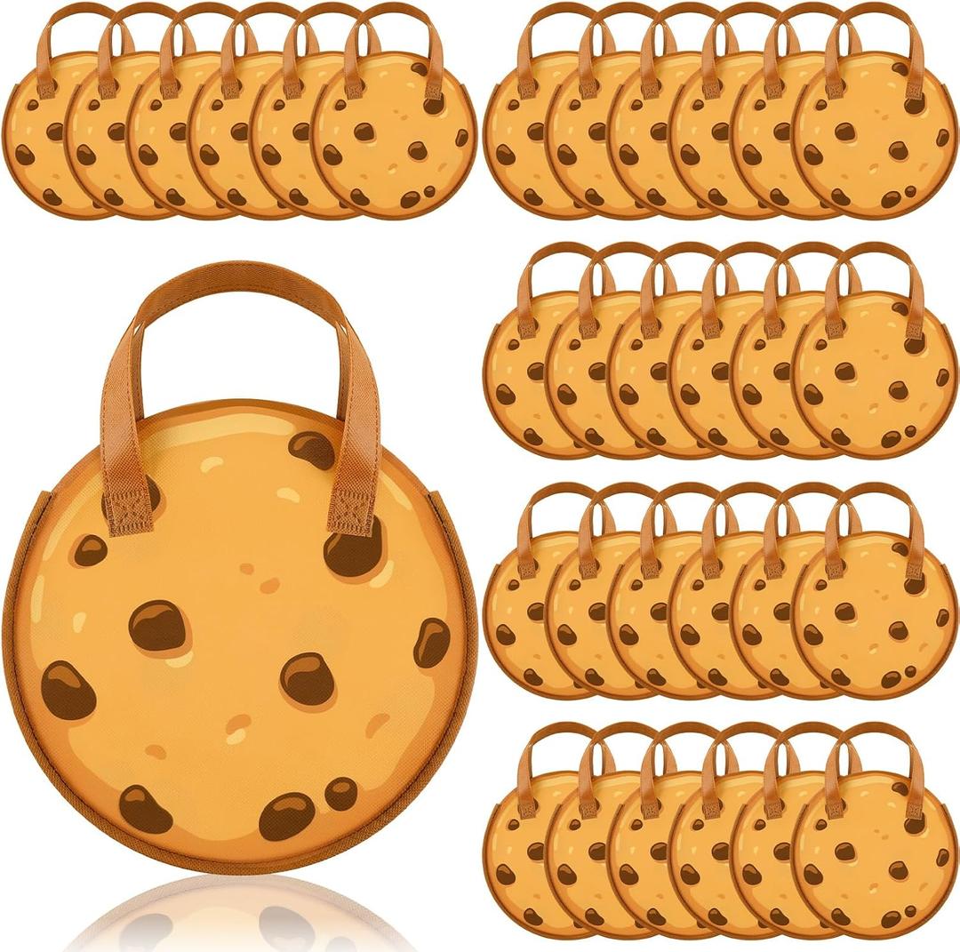 Tranqun 36 Pcs Cookies Party Favor Bags Bulk Cookie and Milk Non Woven Goodie Bags with Handle for Chocolate Chip Cookie Birthday Baby Shower Party Supplies