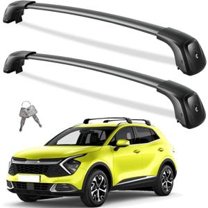 Lockable Roof Rack Cross Bars 260lbs Compatible with 2023 2024 2025 Kia Sportage SX/EX & SX/EX Prestige with Flush Rails, Heavy Duty Aluminum Roof Rails Crossbars Black Bike Rooftop Cargo
