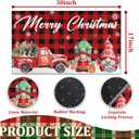 Merry Christmas Red Truck Gnomes Snowflake Buffalo Plaid Doormat 30"x17", Seasonal Winter Xmas Holiday Low-Profile Non-Slip Floor Mat Switch Mat for Indoor Outdoor