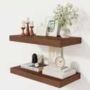 12 Inch Deep Floating Shelves, 24 x 12 Floating Shelf for Books, Rustic Wood Deep Wall Shelves for Home Storage & Display, 2" Thicked Shelves for Kitchen, Living Room, Bedroom, Walnut Color, 2 Pack