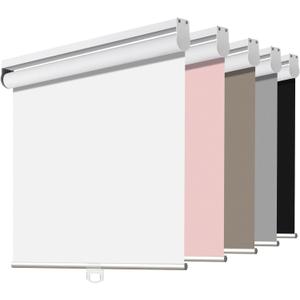 Joydeco Blackout Cordless Roller Shade White Fabric Mini Blinds & Shades for Windows 28 Inch Wide Home Darkening(28x 75)