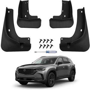 No Drill Mud Flaps for 2023-2026 Mazda CX50 CX-50 SUV, Heavy Duty Front & Rear All Weather Splash Guards Set for Select/Preferred/Premium/Meridian Edition Models, OEM Black Mud Guards, Not Fit Hybrid