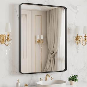 LOAAO 20X16 Inch Black Bathroom Mirror Metal Framed