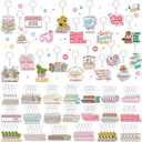 Equsion 100 Pcs Book Lover Keychains Bulk, Funny Acrylic Bookish Keychains Book Club Gifts, Cute Reading Keyrings for Readers Librarian Bookworm Group Teachers Student Rewards, Birthday Party Favor