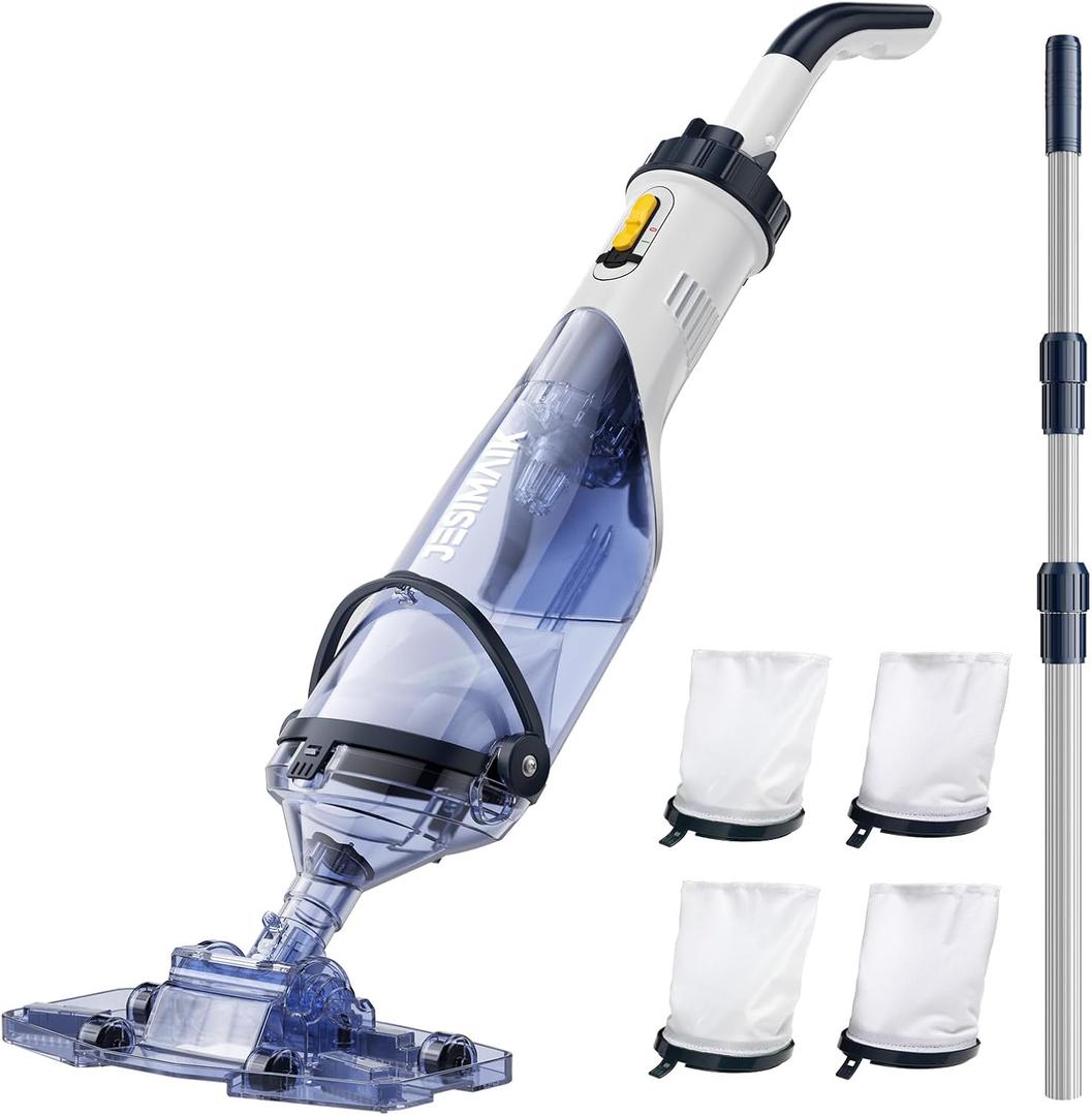 Handheld Pool Vacuum, JESIMAIK Rechargeable Pool Vacuum Cleaner with 18.5 GPM, 60 Min Runtime, Telescopic Pole, Ideal Cordless Pool Vacuum for Above Ground Pool, Inground Pool, Spas, Hot Tubs