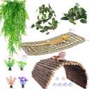 Bearded Dragon Tank Accessories, Reptile Mat Hammock Plants Bridge Jungle Climber Vines Terrarium Decorations for Hermit Crab Lizard Snake (9 PCS Without Reptile Mat)