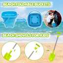 Beach Sand Toys Set Includes Collapsible Buckets 2 Big Size Sand Shovels, Rake, Animal Sand Molds Toys with Mesh Bag, Sandbox Kit for Kids Age 3+(22 PCS)