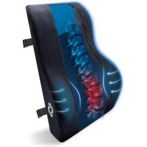 Samsonite Memory Foam Lumbar Support Pillow, Ergonomic Back Cushion for Office Chair, Gaming Chair, Auto Back Support with Cooling Gel, Home Essentials for Sitting Comfort, Posture Relief, Black Mesh (Grey)