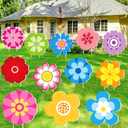Amyhill 12 Pcs Spring Flower Yard Signs Decoration for Outdoor Floral Garden Lawn Signs with Stakes Waterproof Hello Spring Decor for Easter Festive Holiday Party Patio Lawn Walkway Decorations