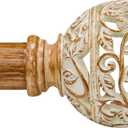 Boho Wood Curtain Rods For Windows 48 to 84 Inches, 1 Inch Heavy-Duty Adjustable Decorative Curtain Rods With Branches Leaves Hollow Finials for Bedrooms and Living Rooms In Farmhouses.