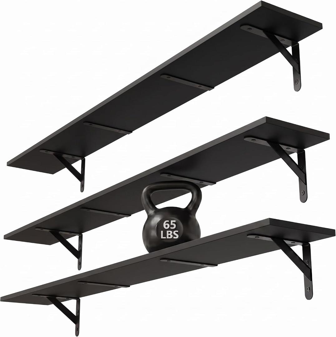 WOPITUES Long Wall Shelves 56″W x 8″D, Floating Book Shelves Max Load 65lbs, 56in