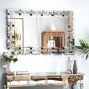 Chende 24" x 47" Large Decorative Mirror with Crystal and Glass Frame, Modern Elegant Rectangular Wall Mirror with Beveled Edge for Living Room, Bathroom Decor, Horizontal/Vertical Hanging