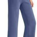 G4Free Smoofit Wide Leg Capri Pants for Women Adjustable Shockcord High Waist Summer Travel Casual Pants with Pockets (Blue, XL)