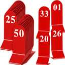 Remerry 50 Pcs Table Numbers 1-50 Acrylic Double Sided Number Cards for Restaurant Acrylic Tent Table Holders Tent Cards Wedding 2.36 x 6.3 Inch(Red)