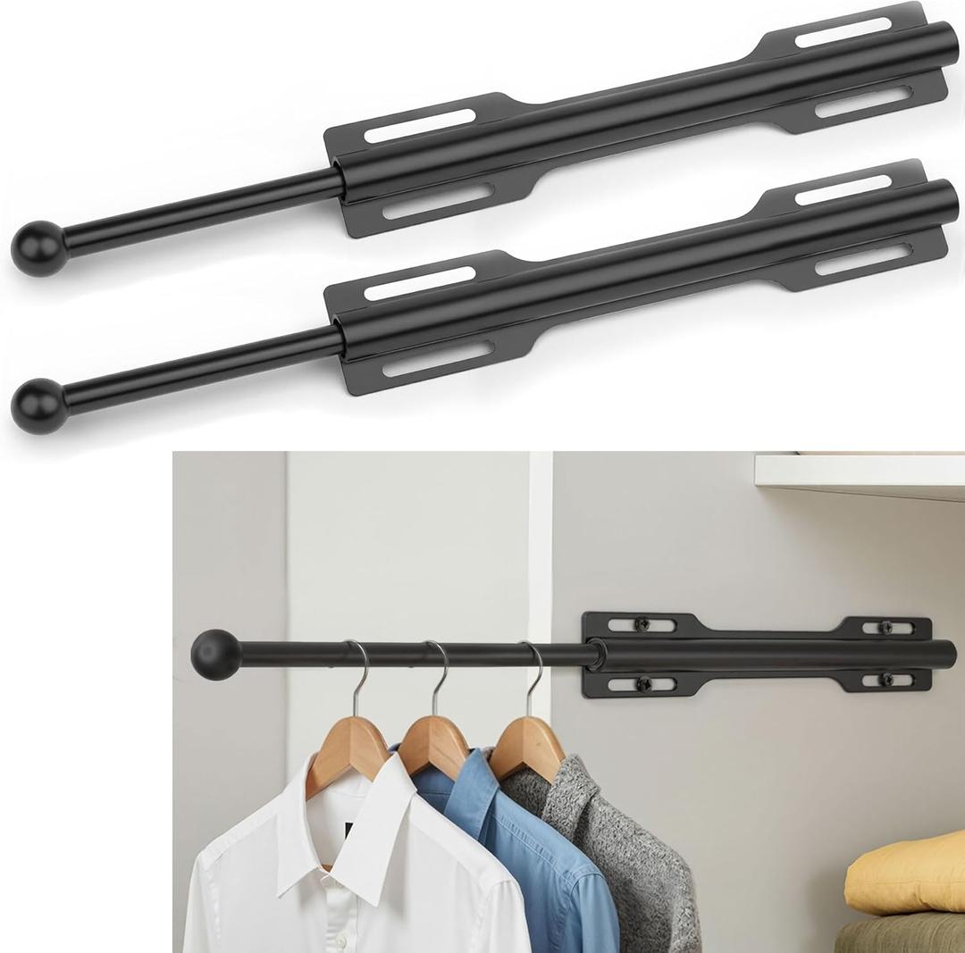 Pull-out Valet Rod for Closet 2 Pack, Black