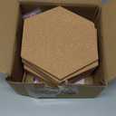 10 Pack Cork Bulletin Board Hexagon - Decorative Display Boards, 1/2" Thick Self-Adhesive Cork Board Tiles for Home Office Decor, School Message Board (10 Pcs) (Brown)