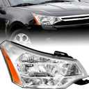 Headlight Assembly Compatible with 2008 2009 2010 2011 Focus S SE SES SEL Headlamp Chrome Housing OE Factory Replacement w/o Bulbs (Right Passenger Side)