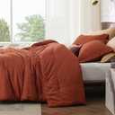 Bedsure Queen Comforter Set - Burnt Orange Soft Bedding for All Seasons, Cationic Dyed Bed Set, 3 Pieces, 1 Queen Size Comforter (90"x90") and 2 Pillow Shams (20"x26"+2")