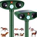 Upgraded Solar Ultrasonic Animal Repellent Outdoor Motion Activated Cat Deer Repellent for Yard Garden, 2 Pack Raccoon Opossum Dog Deterrent Effective Sqiuirrel Rabbit Skunk Repeller